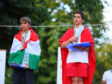 On the podium at the Laser 4.7 Youth Championship: Balatonfüred, Hungary 2013