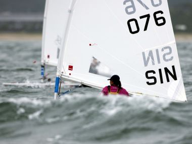 Singapore sailing in big waves