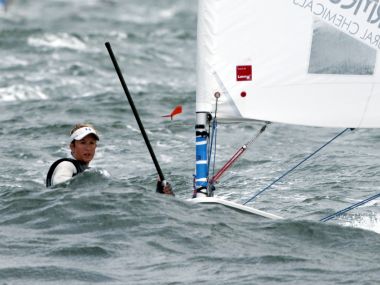 Anna Tunnicliffe racing downwind